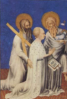 Andre Beauneveu The Duc de Berry between his parron saints andrew and John the Baptist (mk08) Spain oil painting art